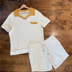 Men's Dandy Del Mar Cream and Yellow Polo Shirt and Shorts Set